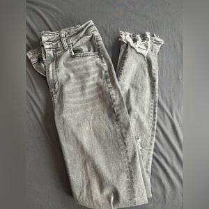 American Eagle Outfitters Gray Skinny Ripped Jeans